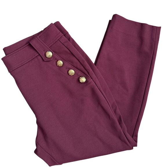 White House Black Market Jolie Button Straight Luxe Stretch Pants Port Size 12 - Picture 7 of 11